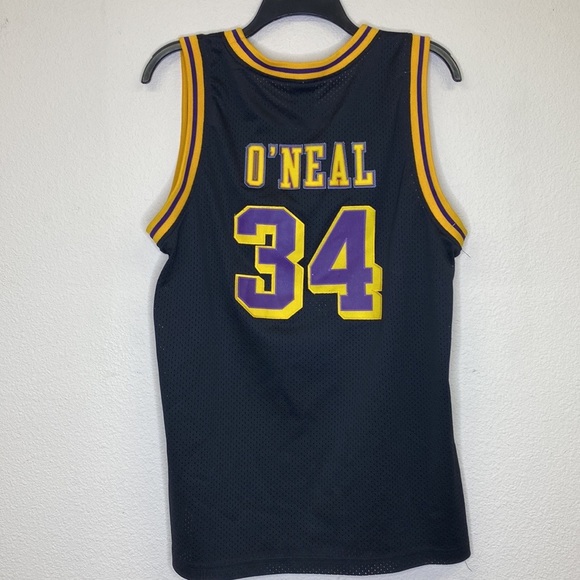 Nike Team Los Angeles Lakers Shaq O'Neal #34 Black Road Away Jersey XL + 2" RARE - Picture 6 of 13